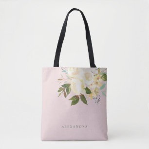 Das Elfenbein-Aquarell, das erröten mit Blumen is