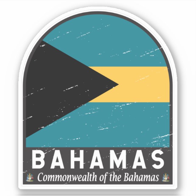 Das Emblem der Bahamas-Fahne erschütterte Vintag Aufkleber (Vorderseite)