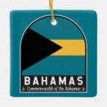Das Emblem der Bahamas-Fahne erschütterte Vintag Keramikornament<br><div class="desc">Die Bahamas bedrängten das Emblem mit der Flagge und dem Wappen.</div>