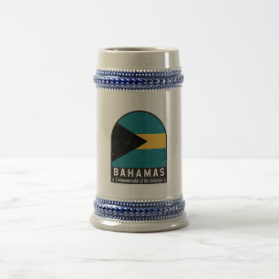 Das Emblem der Bahamas-Flagge im Vintage-Look Bierglas