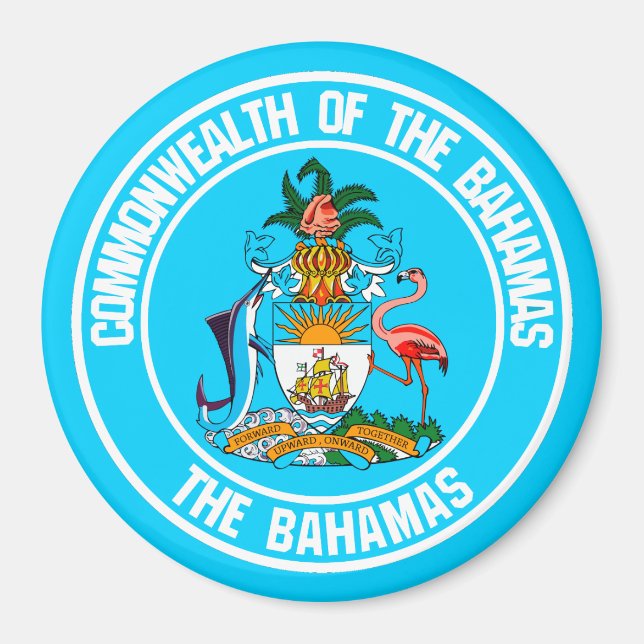 Das Emblem der Bahamas-Runde Magnet (Vorne)