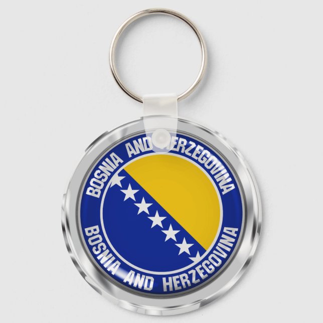 Das Emblem der Bosnien-Herzegowina-Runde Schlüsselanhänger (Vorderseite)