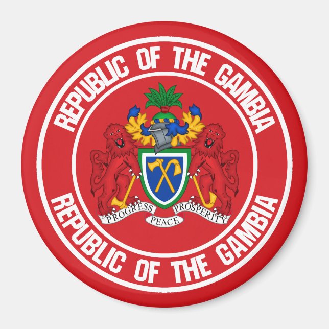 Das Emblem der Gambia-Runde Magnet (Vorne)