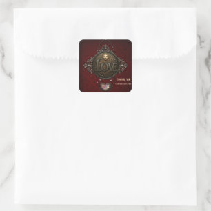 Das Emblem der Liebe. Quadratischer Aufkleber