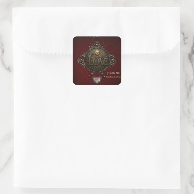 Das Emblem der Liebe. Quadratischer Aufkleber (Tasche)