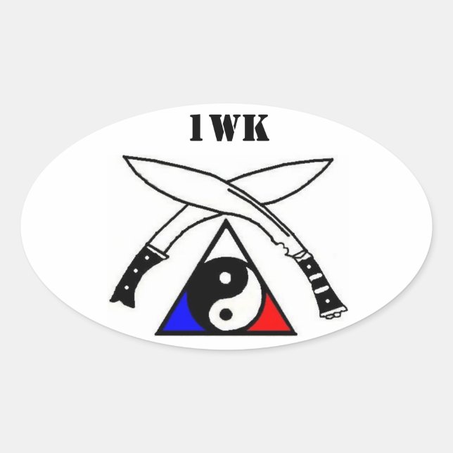 Das Emblem der One World Karate Association Ovaler Aufkleber (Vorderseite)