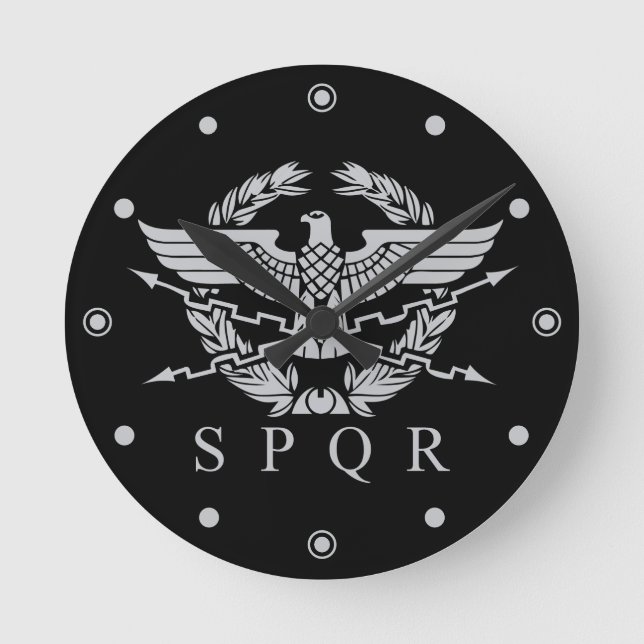 Das Emblem des Römischen Reiches - SPQR Runde Wanduhr (Vorderseite)