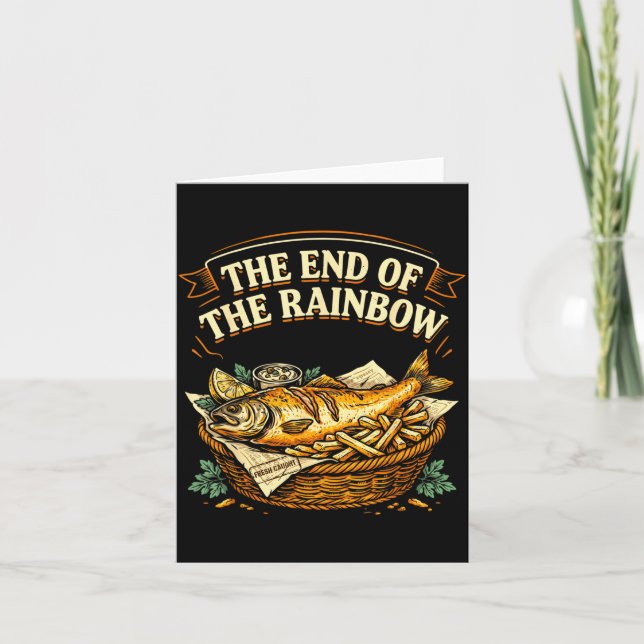 Das Ende des Regenbogens lustiger Fish and Chips Karte (Vorderseite)