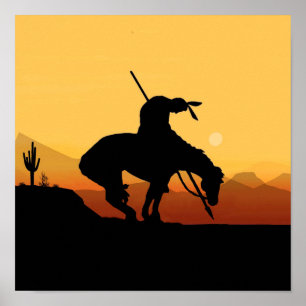 Das Ende des Trail Sihouette am Sonnenuntergang Poster