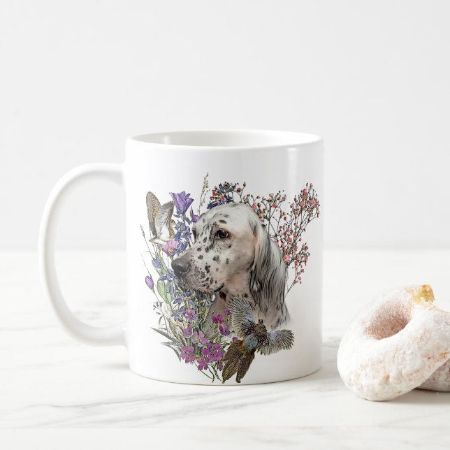 Das englische Setter Portrait , Art Coffee Tasse (Mit Donut)