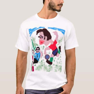 Das entscheidende Tor – Fußballkarikatur T-Shirt