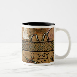 Das Ernten und das Pflügen, führen eine Zweifarbige Tasse