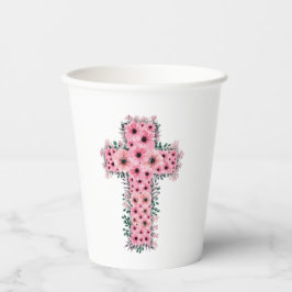 Das erste Blume-Kreuz des heiligen Kommunion Chic Pappbecher