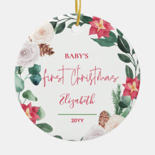 Das erste Foto für den Blumenkranz des Babys Keramik Ornament