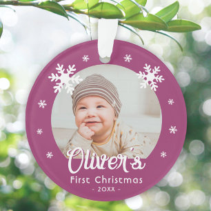 Das erste Foto für Lila Schneeflocken für das Baby Ornament