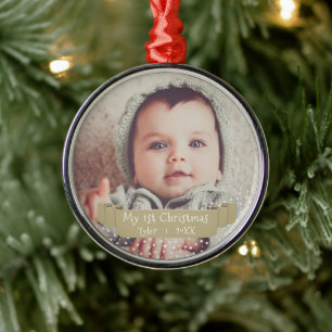 Das erste goldene Foto des Babys Ornament Aus Metall