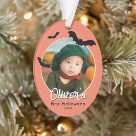 Das erste Halloween-Black-Bats-Foto des Babys Ornament