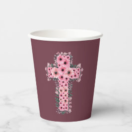 Das erste Heilige Kommunion Girl Chic Pink Blume C Pappbecher