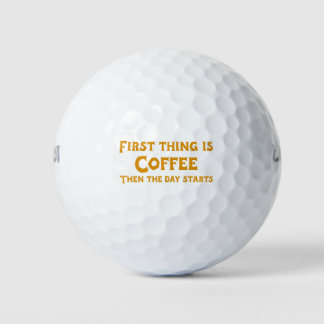 Das Erste ist Kaffee (in Gelb) Golfball