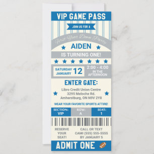 Das erste Jahr nach unten! Fußball Ticket Geburtst Einladung