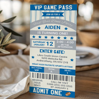 Das erste Jahr nach unten! Fußball Ticket Geburtst Einladung
