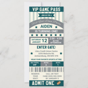 Das erste Jahr nach unten! Fußball Ticket Geburtst Einladung