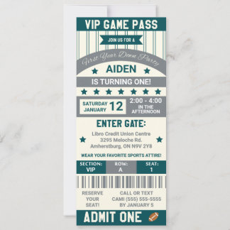 Das erste Jahr nach unten! Fußball Ticket Geburtst Einladung