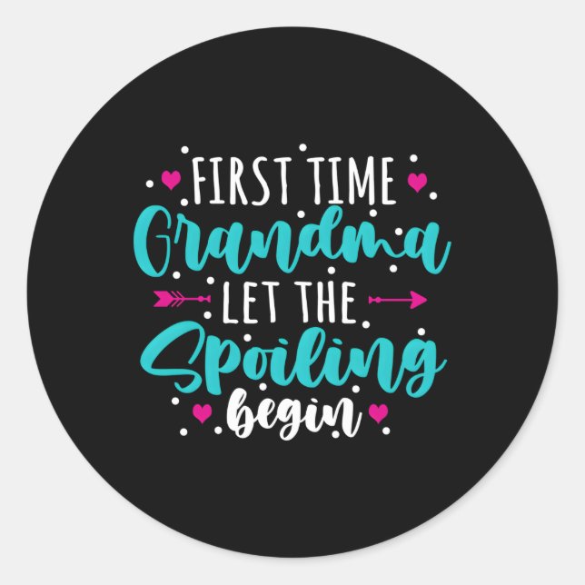 Das erste Mal, dass Oma den versprechenden Anfang  Runder Aufkleber (Vorderseite)