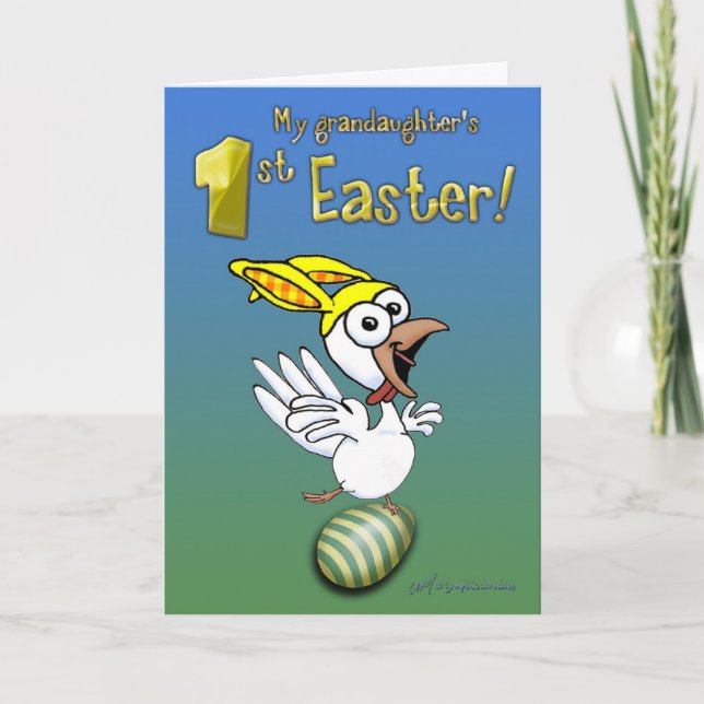 Das erste Ostern der Enkelin Feiertagskarte (Vorderseite)