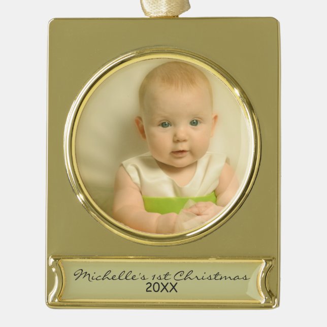 Das erste Weihnachten des eleganten Babys Banner-Ornament Gold (Vorderseite)