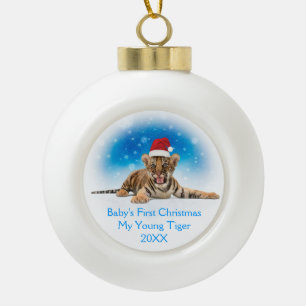 Das erste Weihnachten des süßen Babys des Tiger- Keramik Kugel-Ornament