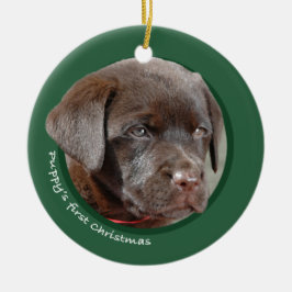 Das erste Weihnachten des Welpen (Labrador Keramikornament
