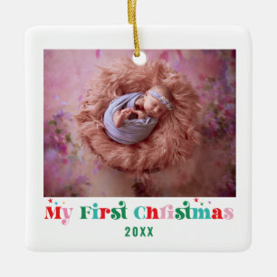 Das erste Weihnachts-Foto des modernen Babys, Name Keramikornament