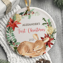 Das erste Weihnachtsbaumwald des Babys Keramik Ornament