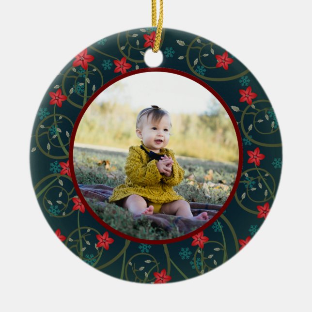 Das erste Weihnachtsdenkmal des Babys Keramik Ornament (Vorne)