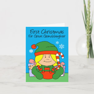 Das erste Weihnachtself der Großtochter Feiertagskarte