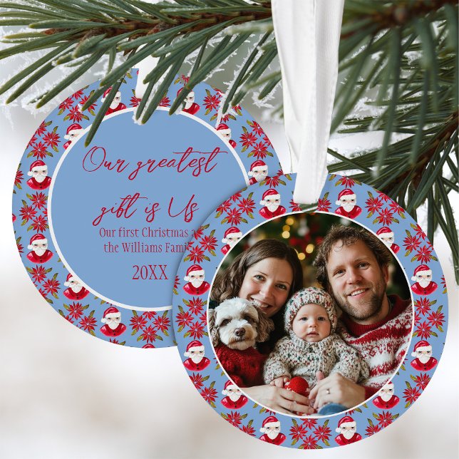 Das erste Weihnachtsfest 1 Foto der Familie Santa  Ornament (Von Creator hochgeladen)