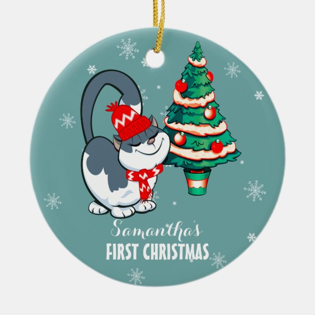Das erste Weihnachtsfest des Babys. Custom Christm Keramik Ornament (Vorne)