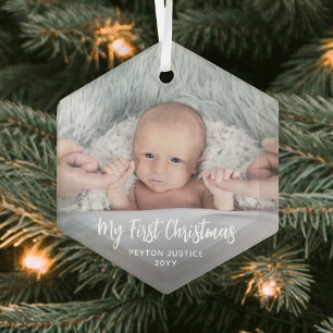 Das erste Weihnachtsfest des Babys, einfach 1 Foto Ornament Aus Glas