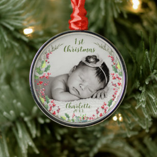Das erste Weihnachtsfest des Babys, Foto, Keepake Ornament Aus Metall