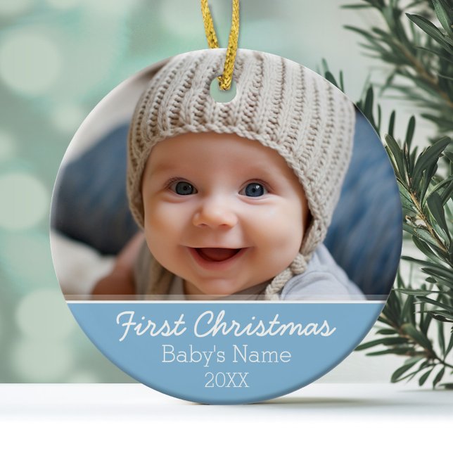 Das erste Weihnachtsfest des Babys - Single auf de Ornament Aus Metall (Personalized Photo Ornament)
