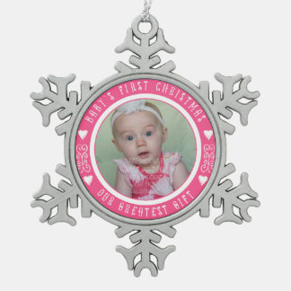 Das erste Weihnachtsfest des Babys - Unser bestes Schneeflocken Zinn-Ornament
