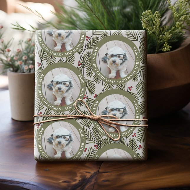 Das erste Weihnachtsfest des Babys - Whimsical Bra Geschenkpapier (Personalized Photo Wrapping Paper)