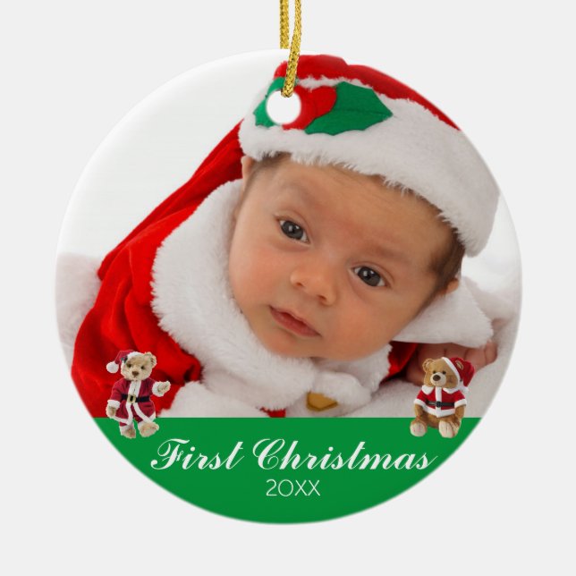 Das erste Weihnachtsfest des Babys, zwei Seiten Pe Keramik Ornament (Vorne)