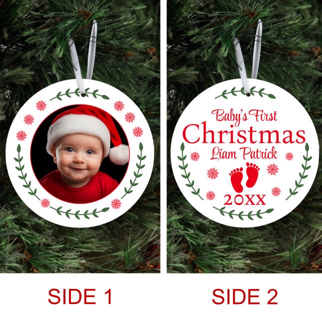 Das erste Weihnachtsfest im Foto des Babys - Schne Keramik Ornament (Von Creator hochgeladen)