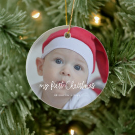 Das erste Weihnachtsfest im modernen Baby-Foto Keramik Ornament