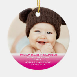 Das erste Weihnachtsfest in Rosa Foto Keramik des  Ornament