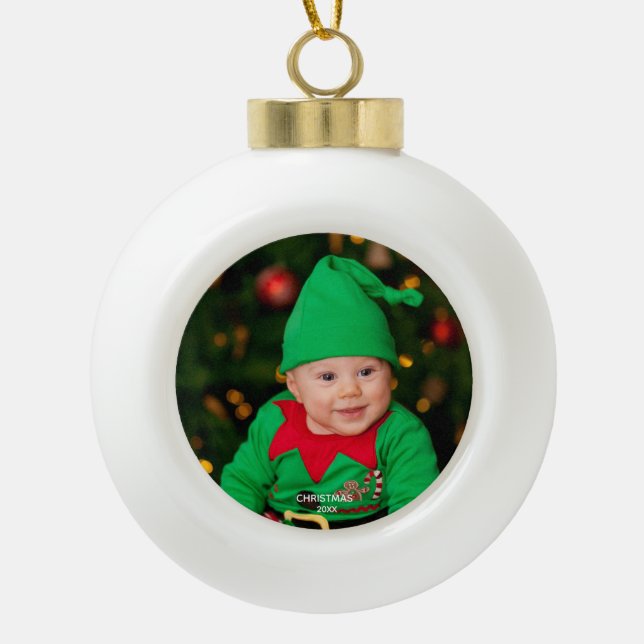 Das erste Weihnachtsgeschenk des Babys - Foto Keep Keramik Kugel-Ornament (Vorderseite)