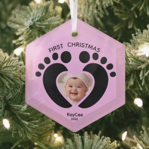 Das erste Weihnachtsgeschenk des Babys - Foto Keep Ornament Aus Glas