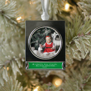 Das erste Weihnachtsgeschenk des Babys, Individuel Banner-Ornament Silber